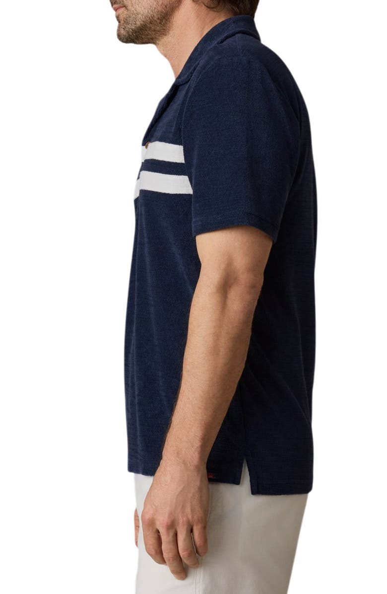 Faherty Cabana Surf Stripe Terry Cloth Polo, Alternate, color, Deep Navy