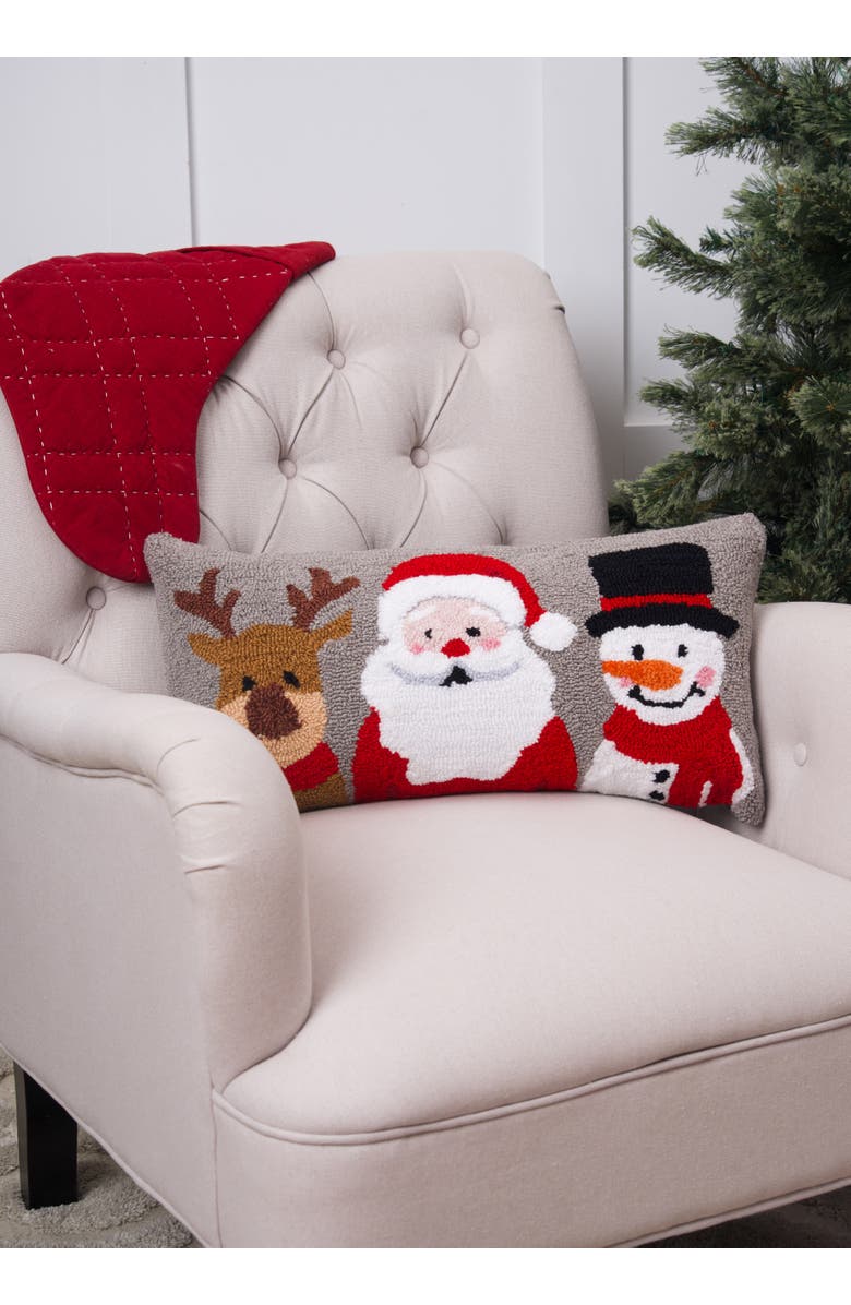 C&F Home Christmas Buddies Trio Hooked Pillow, Alternate, color, Grey