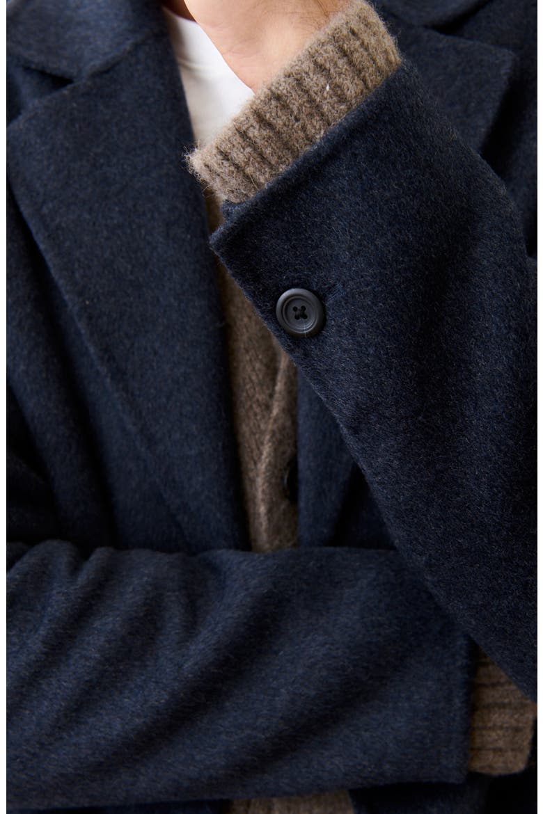Irving Brushed Melton Longline Topcoat, Alternate, color, NAVY HEATHER