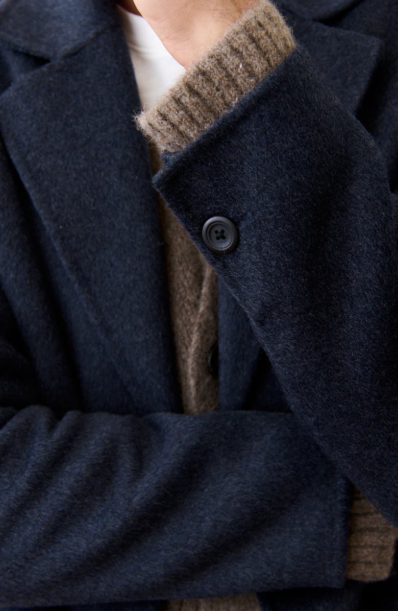 Marine Layer Irving Brushed Melton Longline Topcoat, Alternate, color, Navy Heather