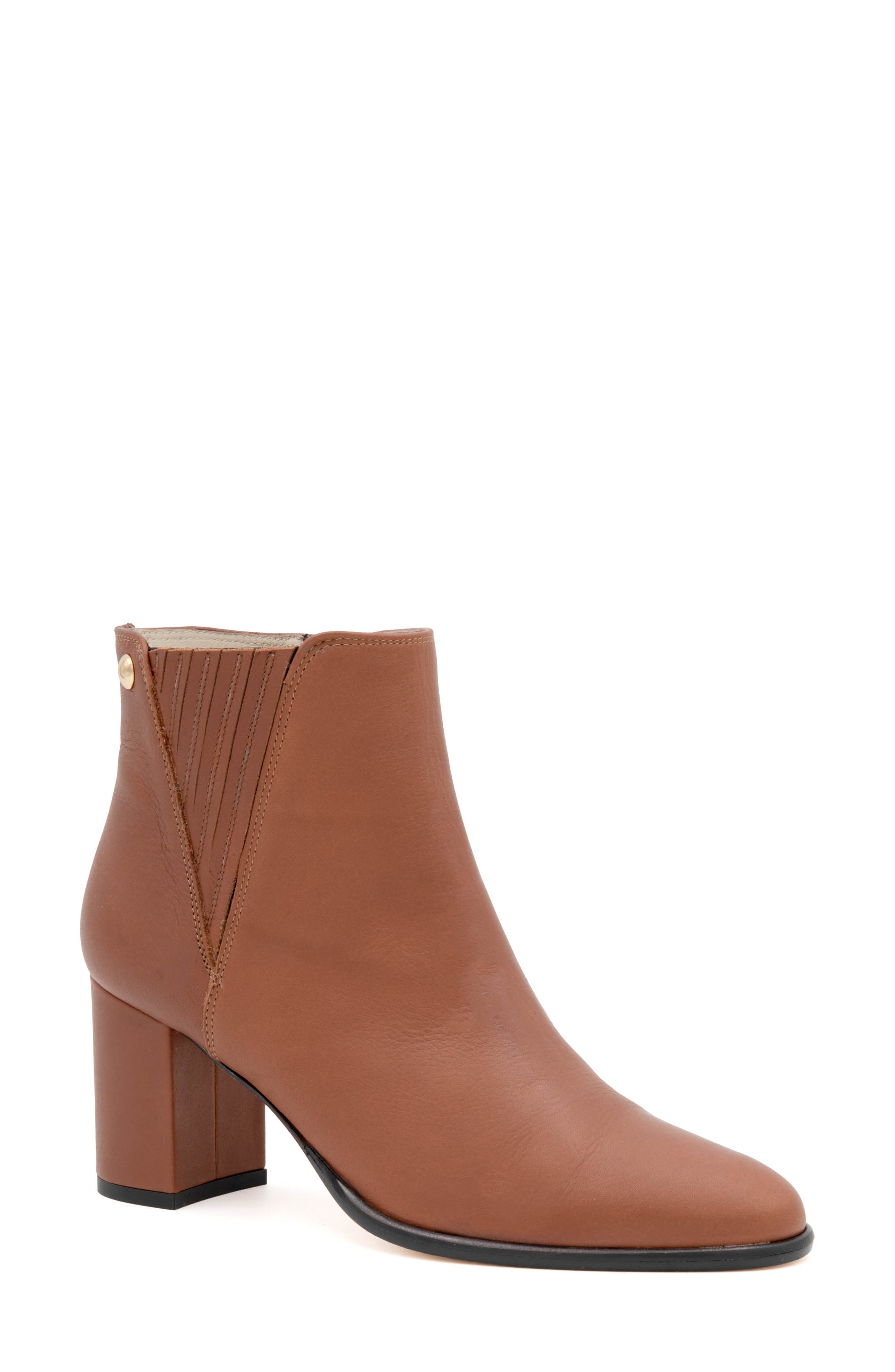 Amalfi by Rangoni Lucio Block Heel Bootie, Main, color, Castagno Vapor Gold Buckle