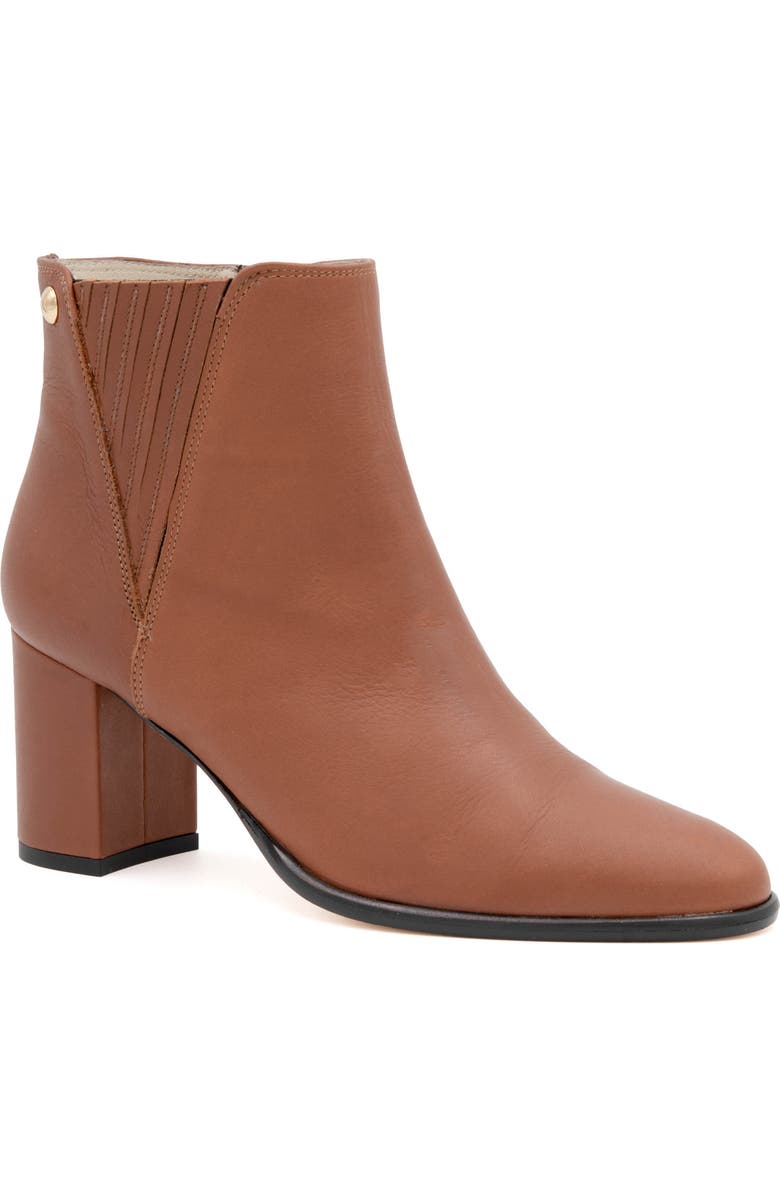 Amalfi by Rangoni Lucio Block Heel Bootie, Main, color, Castagno Vapor Gold Buckle