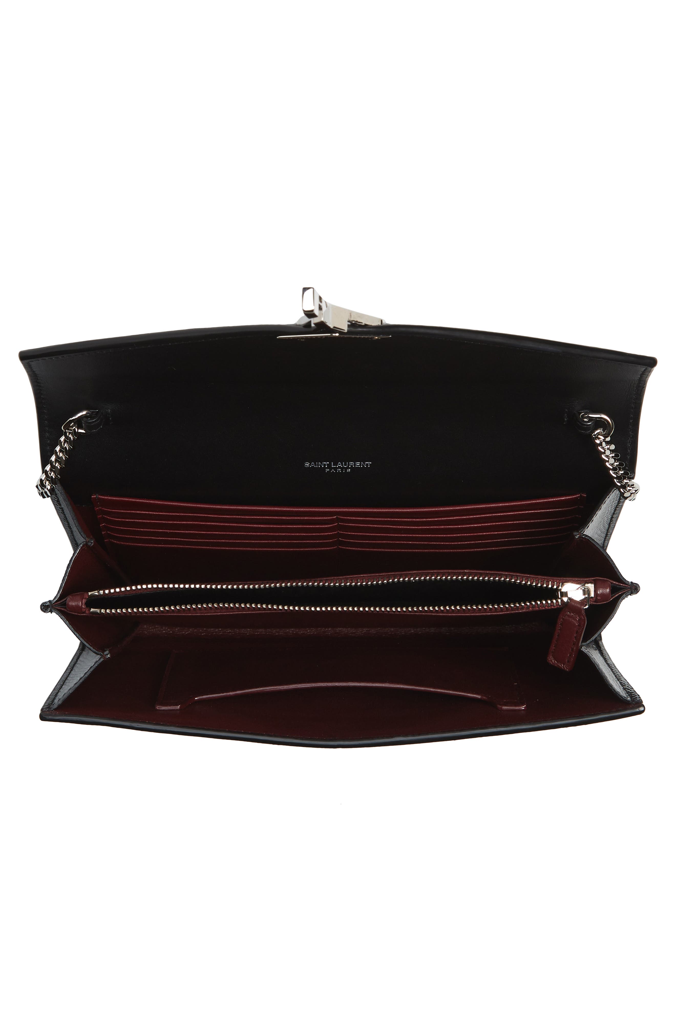 Cassandra Reptile Embossed Calfskin Wallet on a Chain, Alternate, color, NERO/ ROUGE LEGION