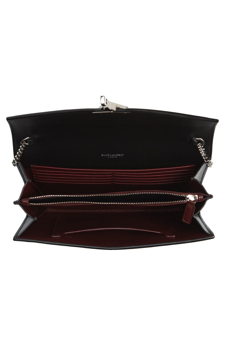 Saint Laurent Cassandra Reptile Embossed Calfskin Wallet on a Chain, Alternate, color,