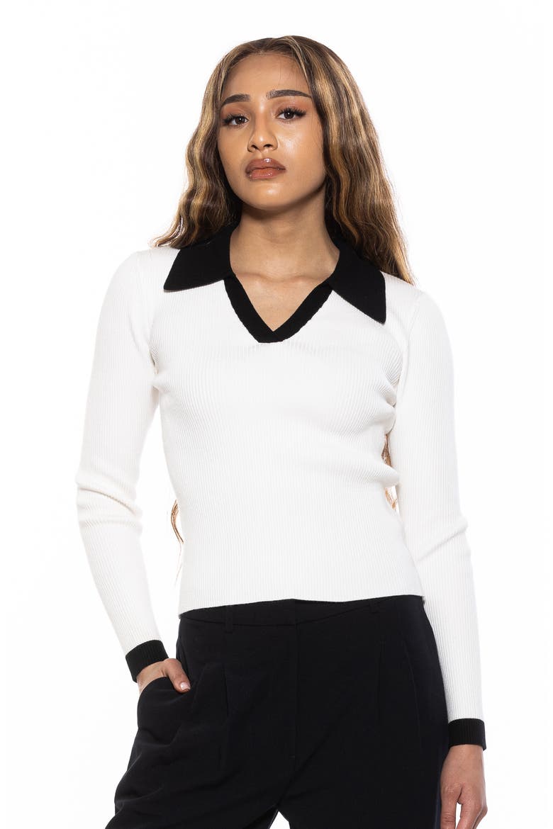 Collar Knit Top, Alternate, color, IVORY