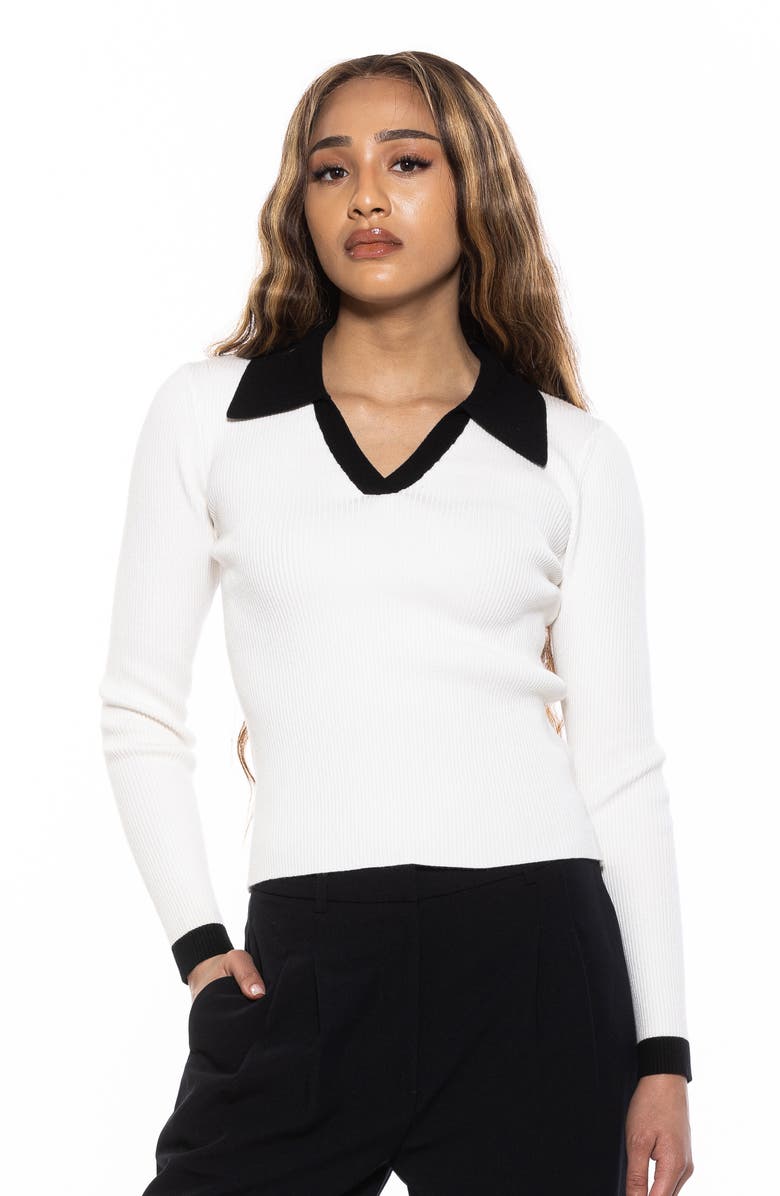 Alexia Admor Collar Knit Top, Alternate, color, Ivory