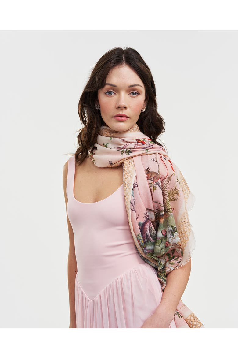 Woodland Scene Long Scarf, Alternate, color, Pink