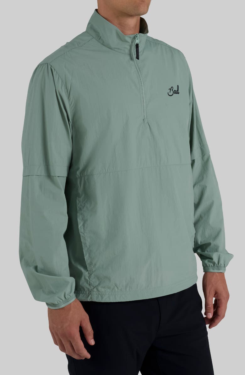Bad Birdie Bad Elements Water Repellent Quarter Zip Windbreaker, Alternate, color, Washed Sage