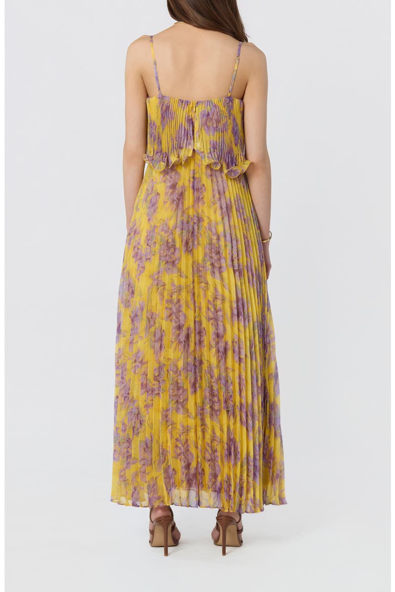 Makennah Floral Plissé Maxi Dress, Alternate, color, YELLOW PURPLE FLORAL