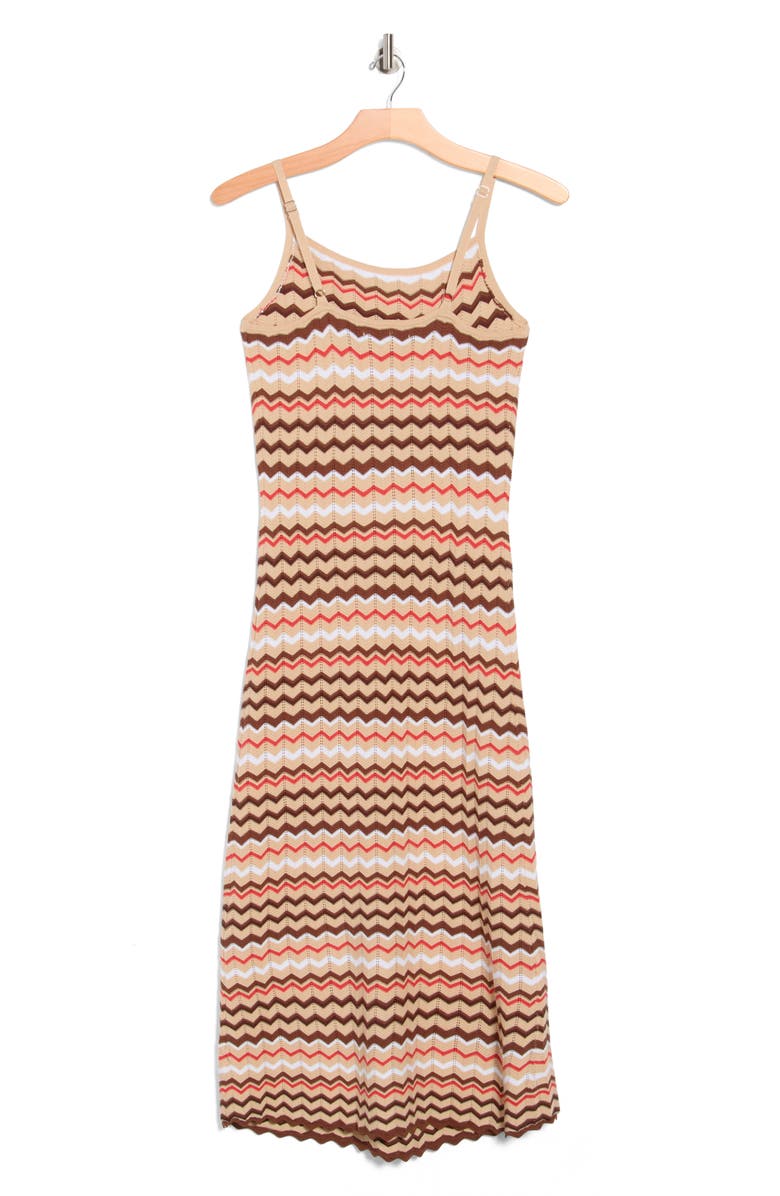 Madden Girl Zigzag Stripe Cami Sweater Dress, Alternate, color, Sand Combo