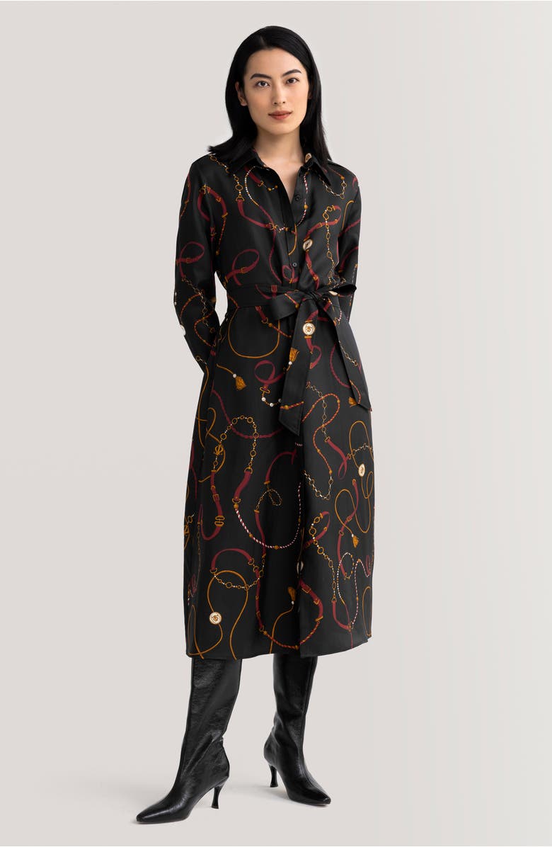 Lilysilk Louisville Print Silk Trench Dress, Alternate, color, 