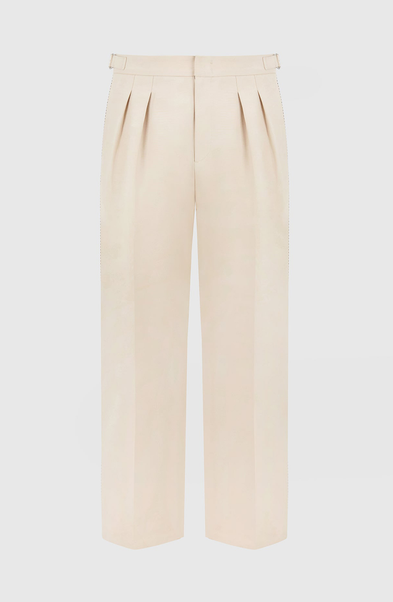 Manière De Voir Nolan Twin Pleat Chino Trousers with Stitch Detail, Main, color, Beige
