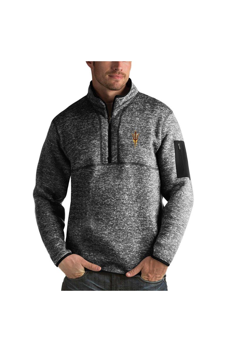 ANTIGUA Men's Antigua Black Arizona State Sun Devils Fortune Half-Zip Sweatshirt, Main, color, 