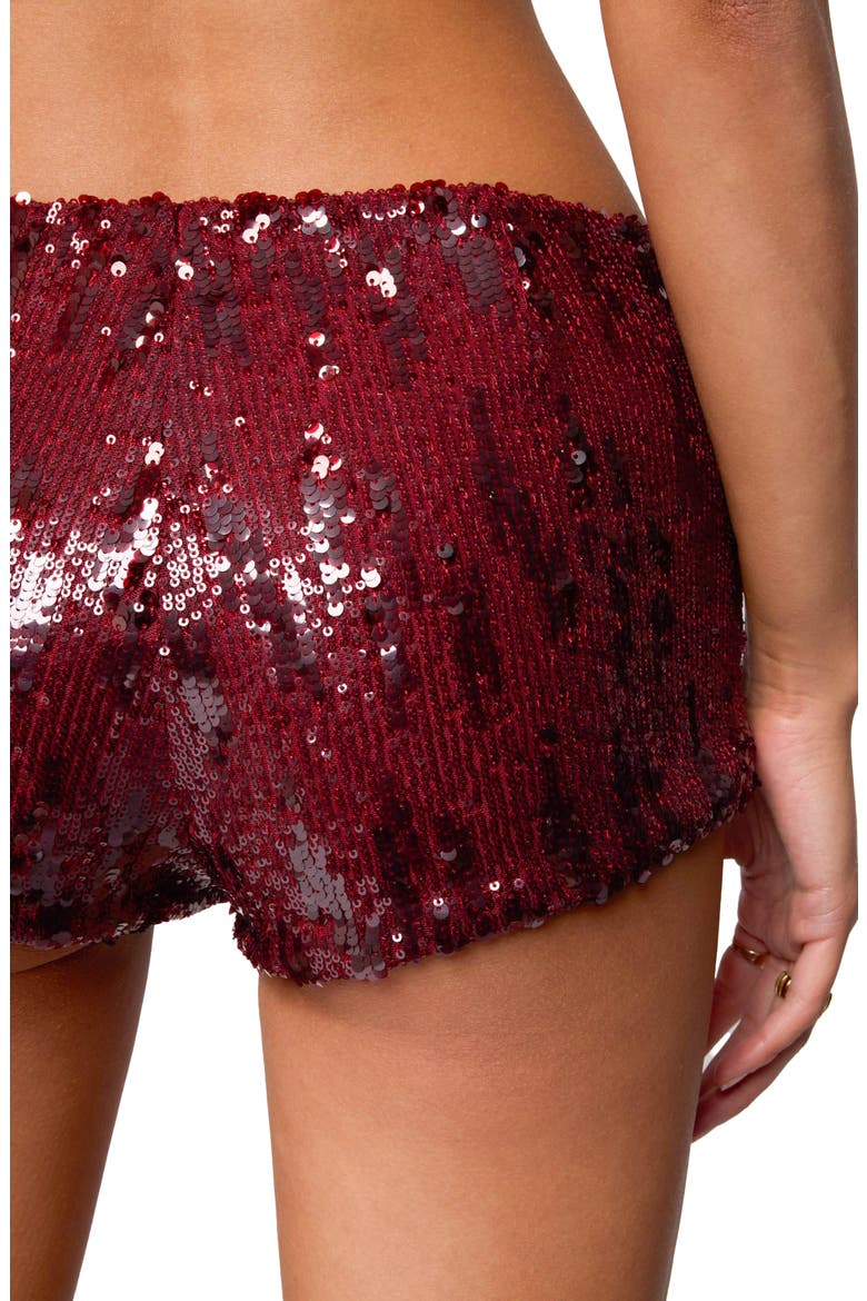 Clove Low Rise Sequin Microshorts, Alternate, color, BURGUNDY