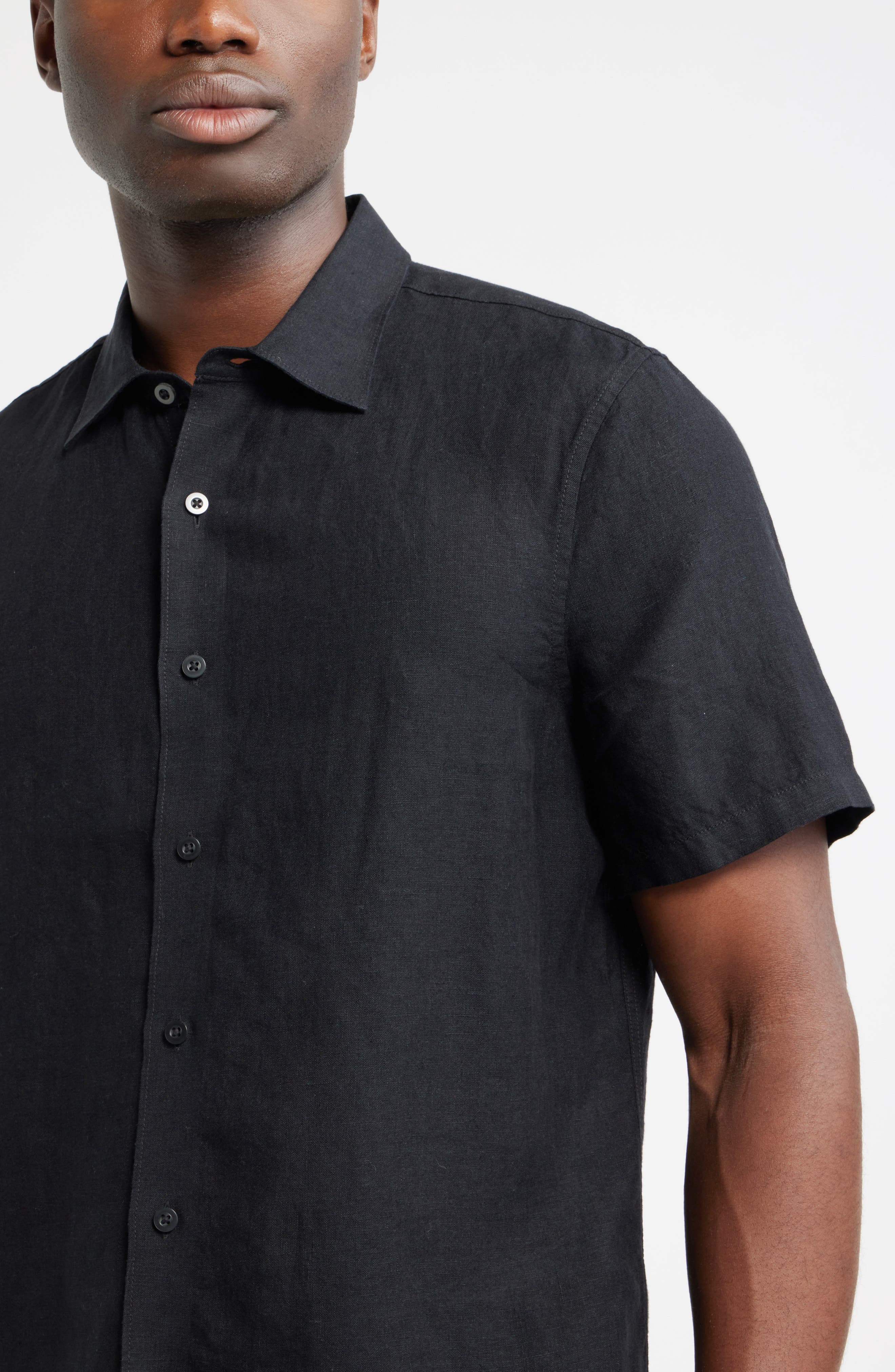 Мужские рубашки Nordstrom Short Sleeve Linen Button-Up Shirt — фото 3