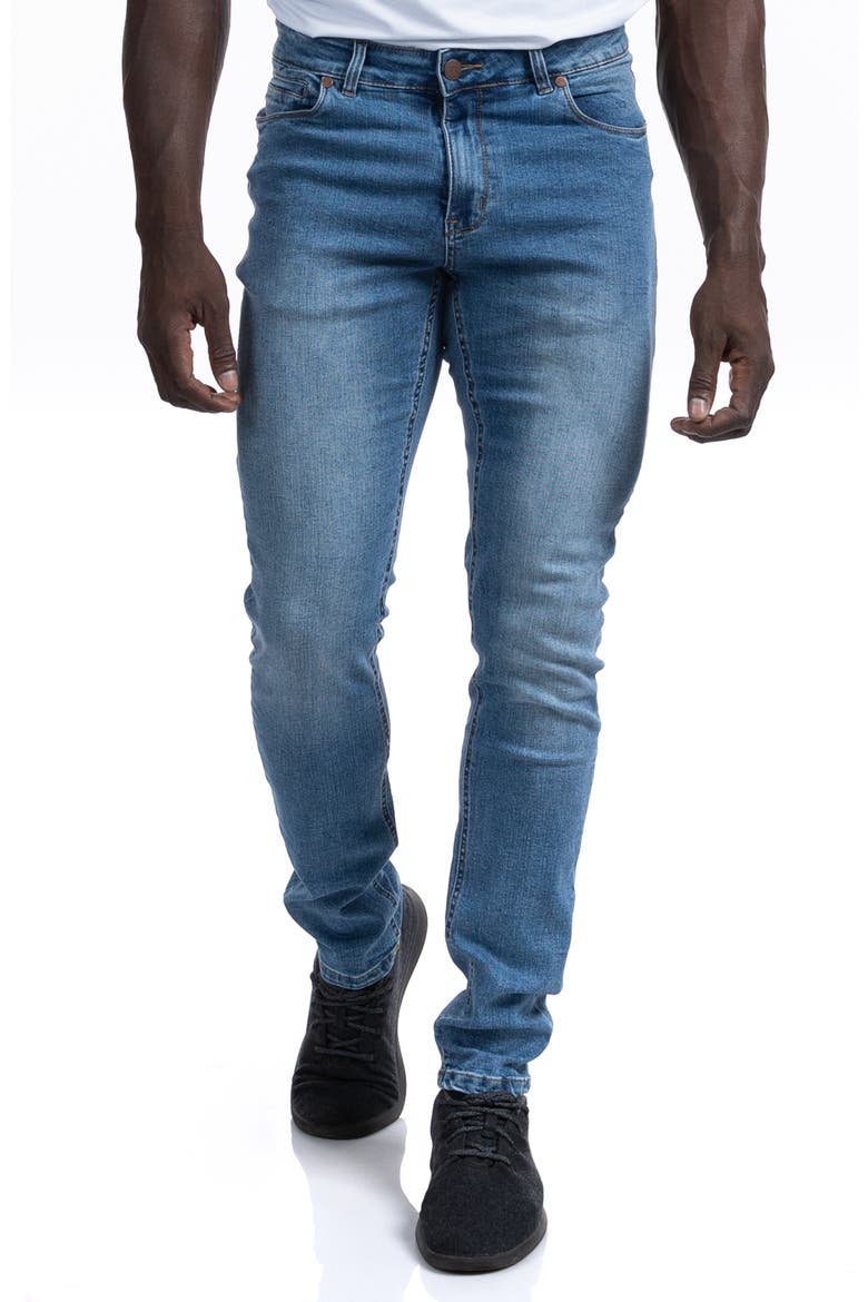 Straight Athletic Fit Stretch Jeans, Main, color, MEDIUM WASH
