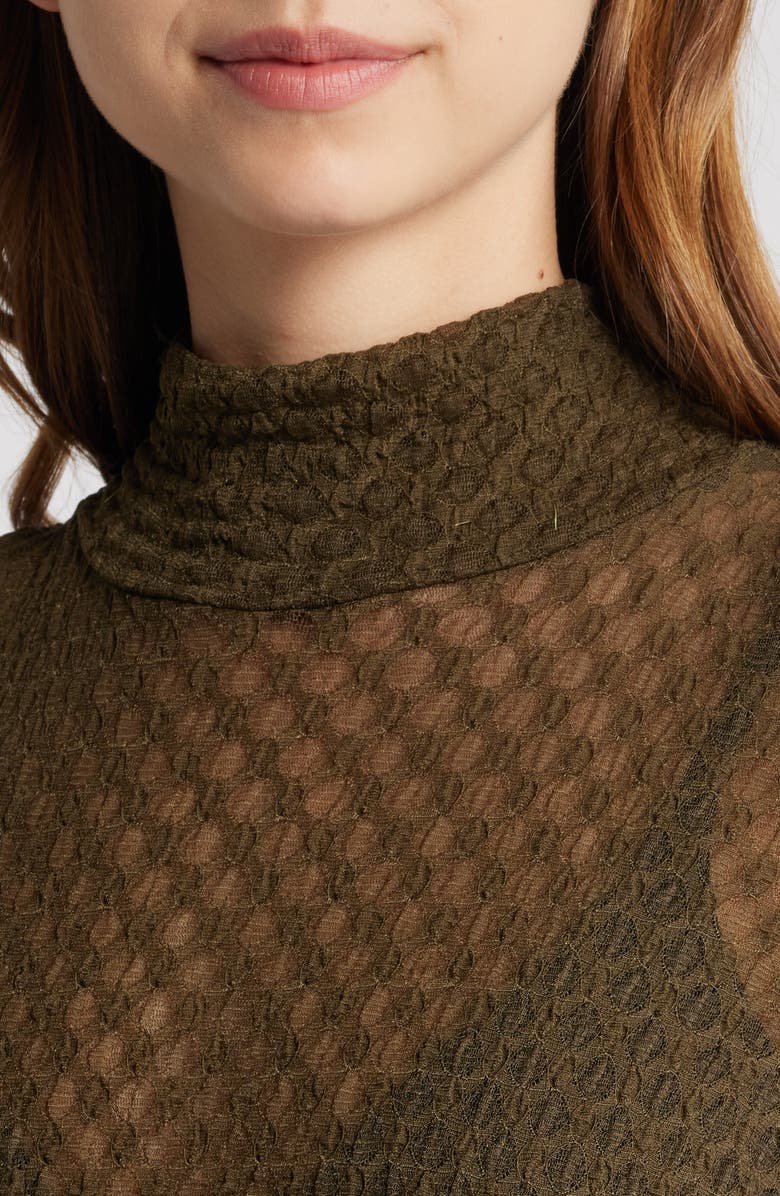 FRAME Mesh Turtleneck, Alternate, color, Rich Military