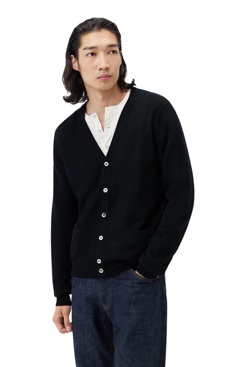 V Neck Button Cardigan, Alternate, color, black