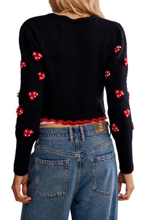 Free People Nonna Floral Jacquard Cotton Cardigan In Black