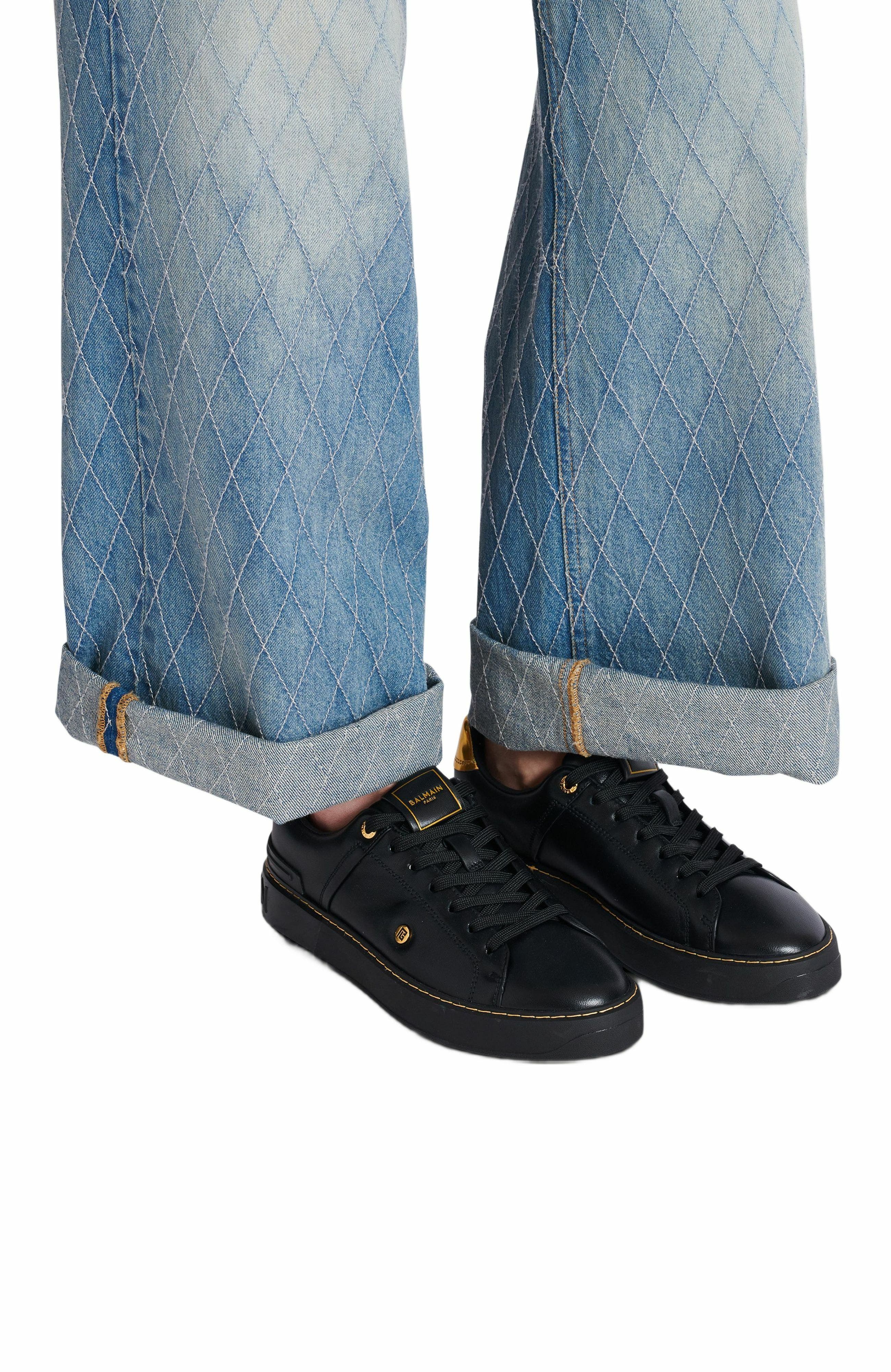 Balmain B-Court Trainers In Calfskin, Alternate, color, 