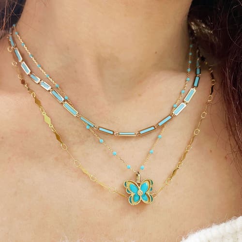 The Lovery Fine Jewelry Turquoise Bar Necklace In Blue