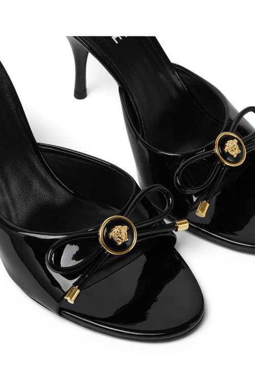 Versace Leather Sandals Embellished Detail Open Toe In Black  Gold