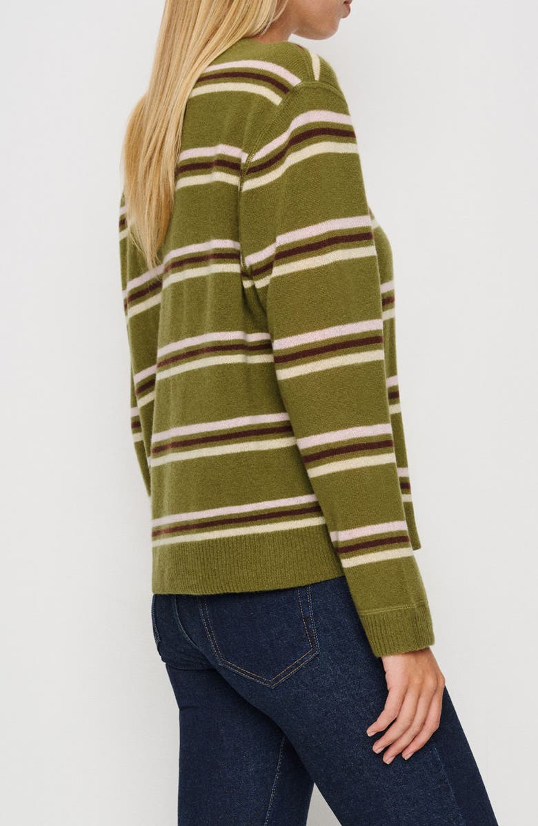 Reformation Cashmere Boyfriend Sweater, Alternate, color, Pear Multi Stripe
