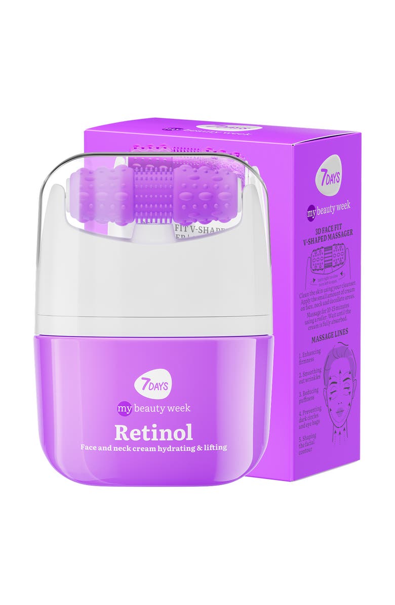 7DAYS Face moisturizer with Retinol for Firming & Lifting effect with 3D Massage Applicator, Main, color, White
