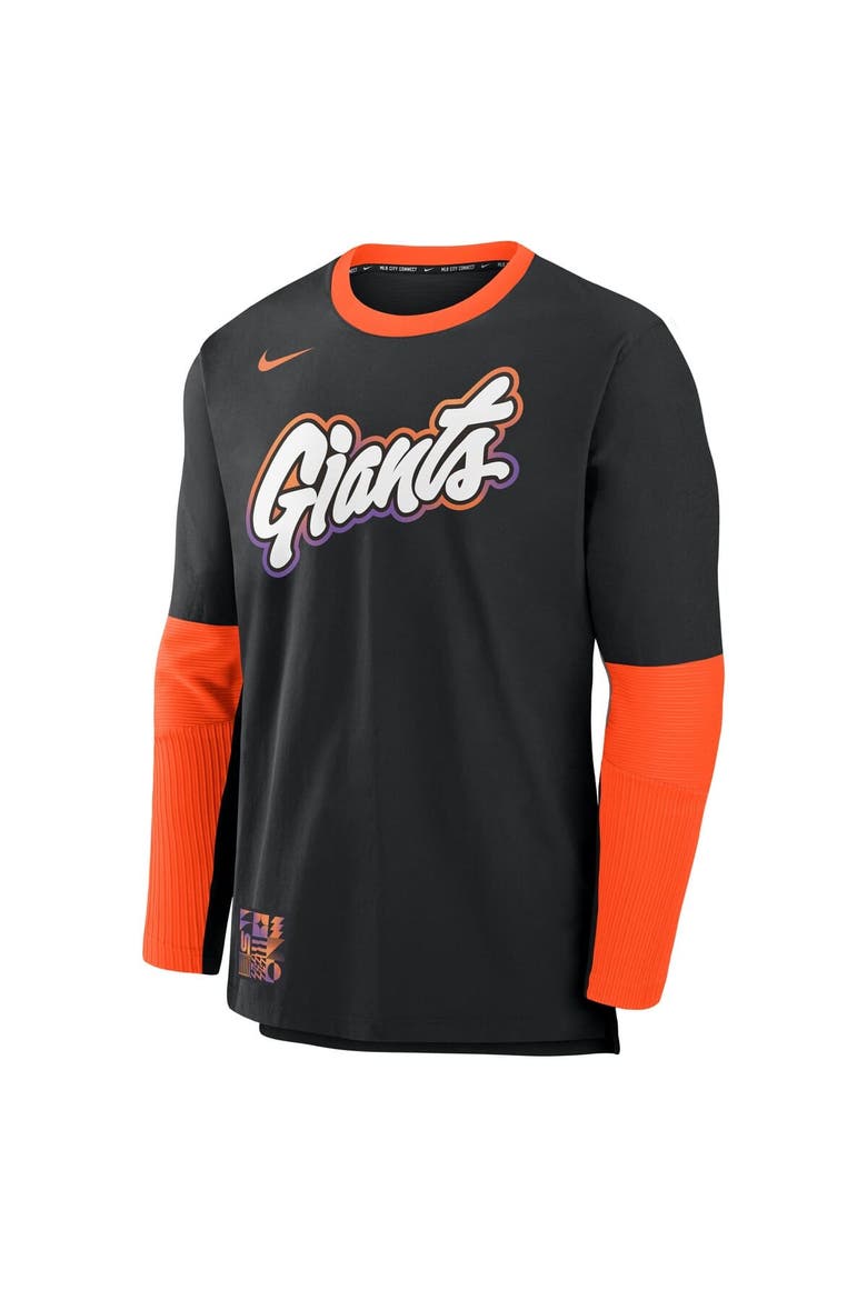 Men's Nike  Black/Orange San Francisco Giants 2025 City Connect Authentic Collection Lightweight Player Tri-Blend Performance Long Sleeve T-Shirt, Alternate, color, Black