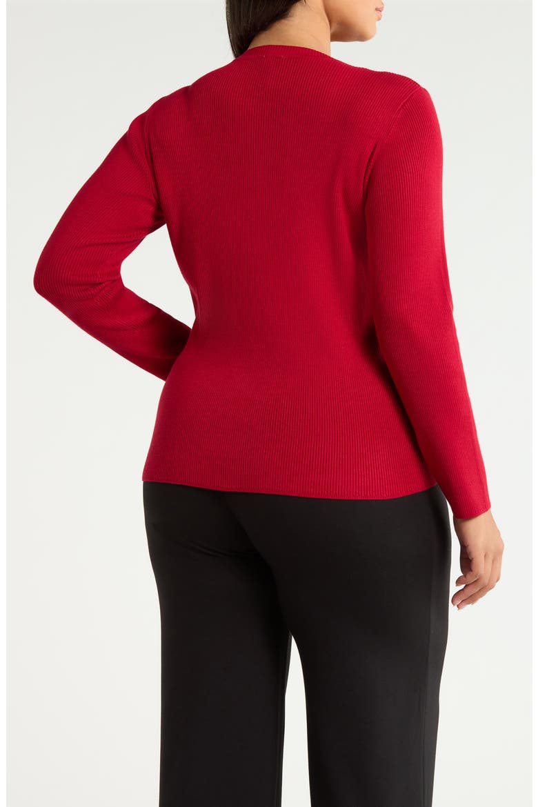 Waterfall Crystal Ribbed Crewneck Sweater, Alternate, color, VERMILLION