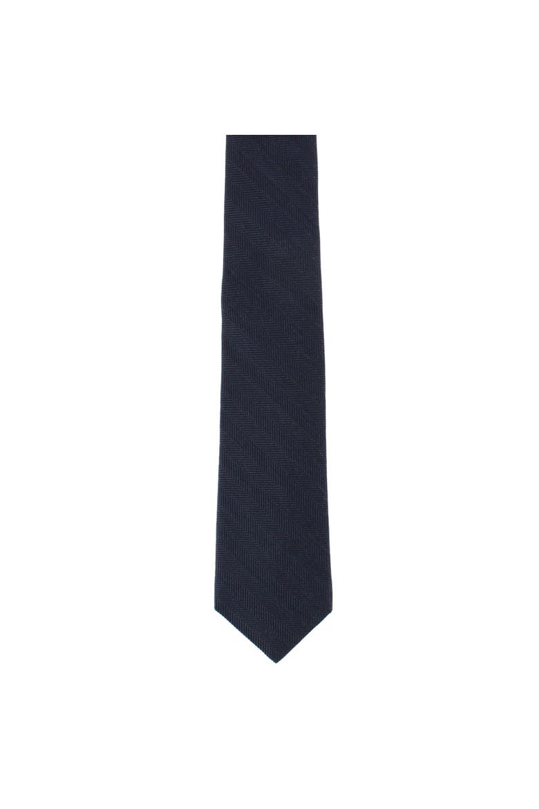 Classy Herringbone Wool Blend Business Necktie, Alternate, color, Black