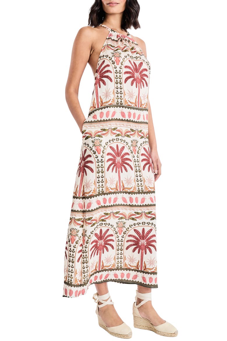 Halter Maxi Dress, Alternate, color, IVORY/ CORAL
