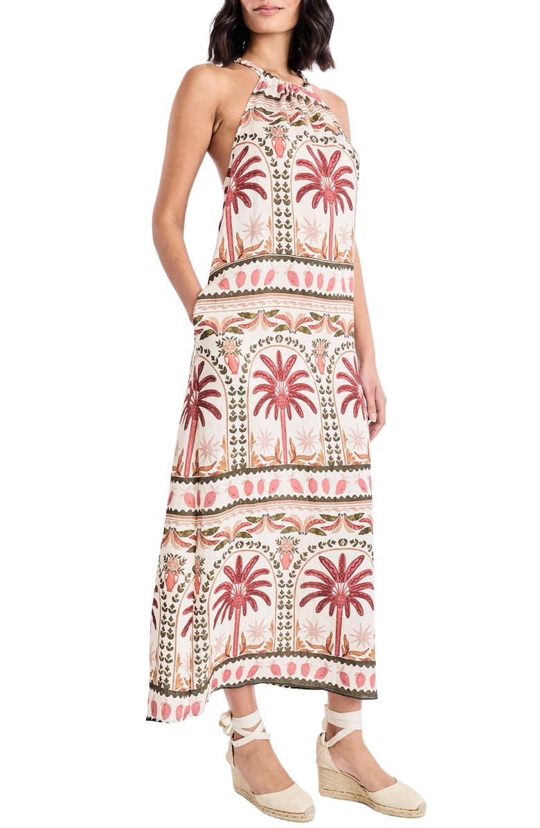 The Good Journey Halter Maxi Dress, Alternate, color, Ivory/ Coral