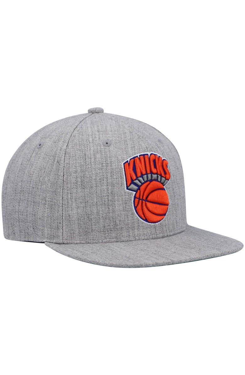 Mitchell & Ness Men's Mitchell & Ness Heathered Gray New York Knicks Hardwood Classics Team 2.0 Snapback Hat, Alternate, color, Heather Gray
