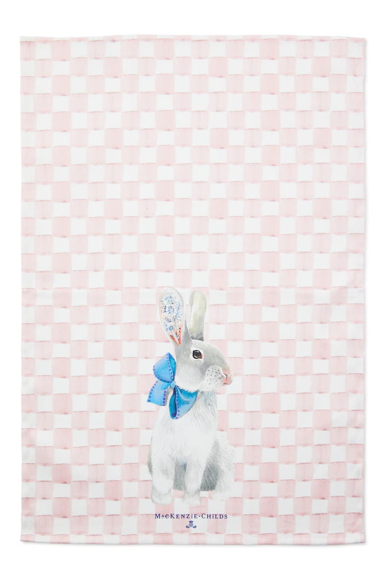 Tattoo Bunny Dish Towel, Alternate, color, PINK