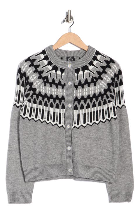 Fair Isle Button Front Cardigan