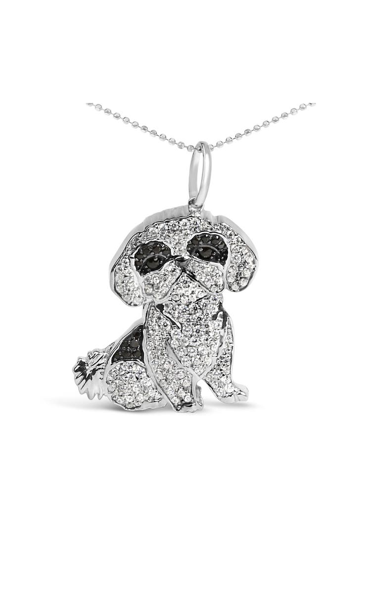 Haus of Brilliance Silver 1 1/4 Cttw Diamond Shih Tzu Dog Pendant Necklace 18 inch, Main, color, White