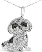 Haus of Brilliance Silver 1 1/4 Cttw Diamond Shih Tzu Dog Pendant Necklace 18 inch