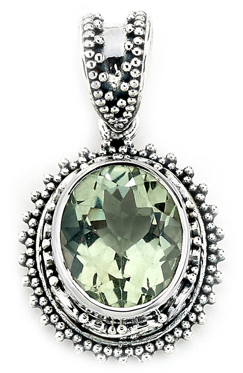 SAMUEL B. Sterling Silver Prasiolite Quartz Pendant, Main, color, Green