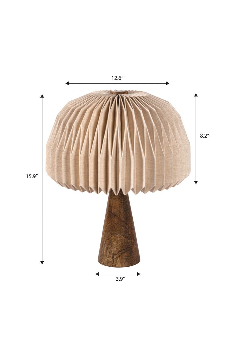 Sylvie 16" Modern Minimalist Paper Pleated Shade Mushroom Accent LED Table Lamp, Alternate, color, Natural