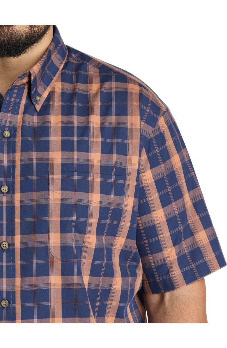 Harbor Bay by DXL Big & Tall Easy-Care Large Plaid Sport Shirt, Alternate, color, Navy Orange