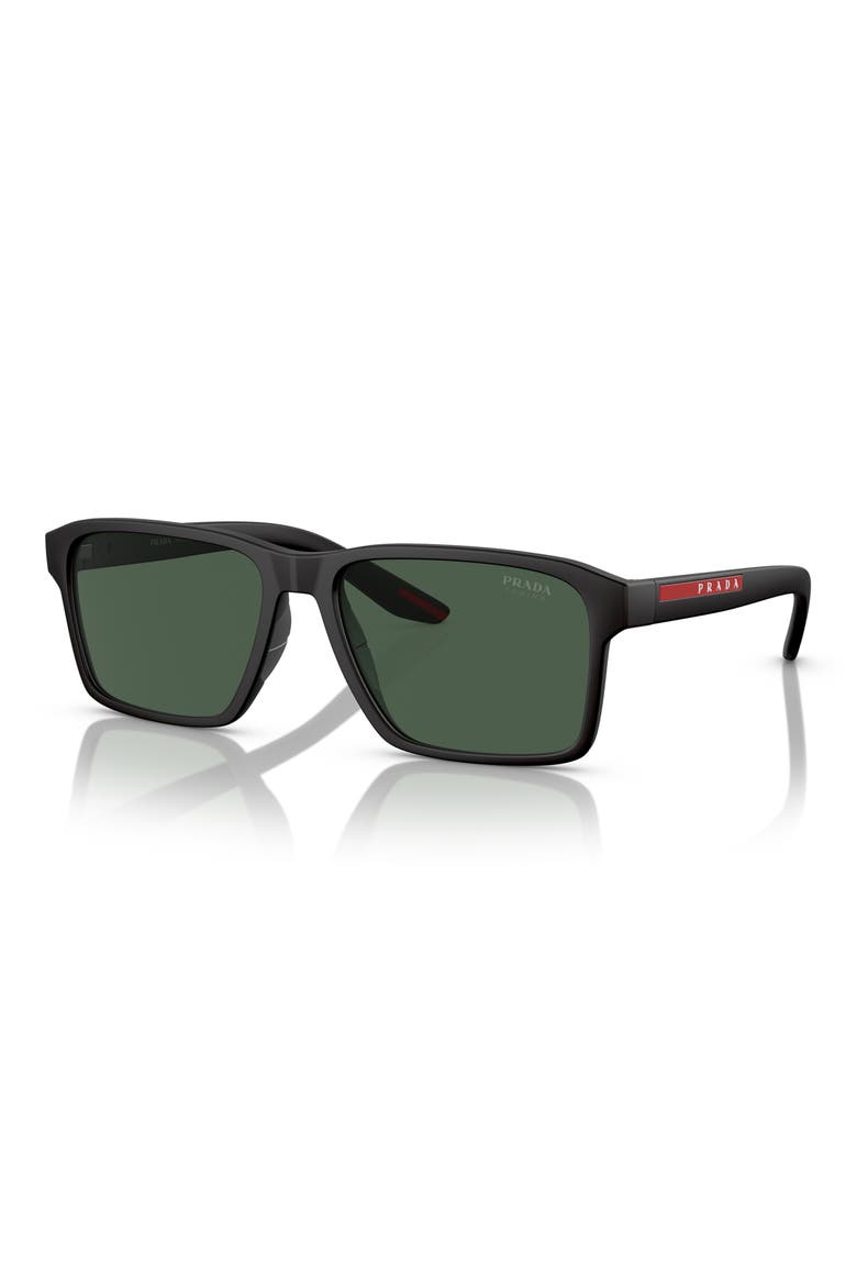 58mm Rectangular Sunglasses, Alternate, color, BLACK GREEN