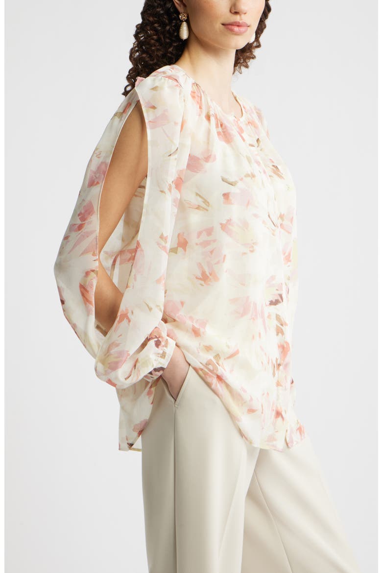 Split Sleeve Top, Alternate, color, IVORY-PINK CANVAS BLOOM