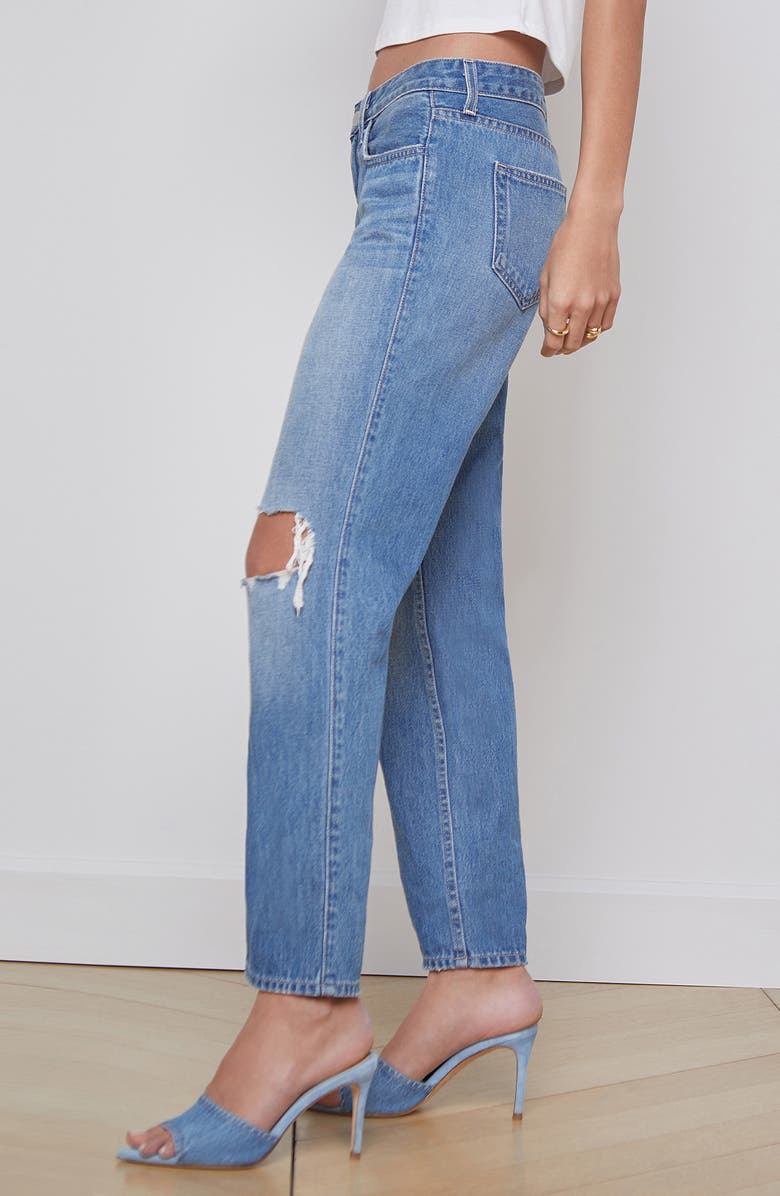 L'AGENCE Nevia Ripped Straight Leg Jeans, Alternate, color, 