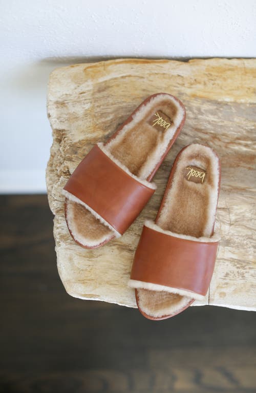 Beek Gallito Genuine Shearling Slide Sandal In Brown