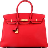 Pre-Owned Hermes Birkin Handbag Red Epsom with Gold Hardware 35
