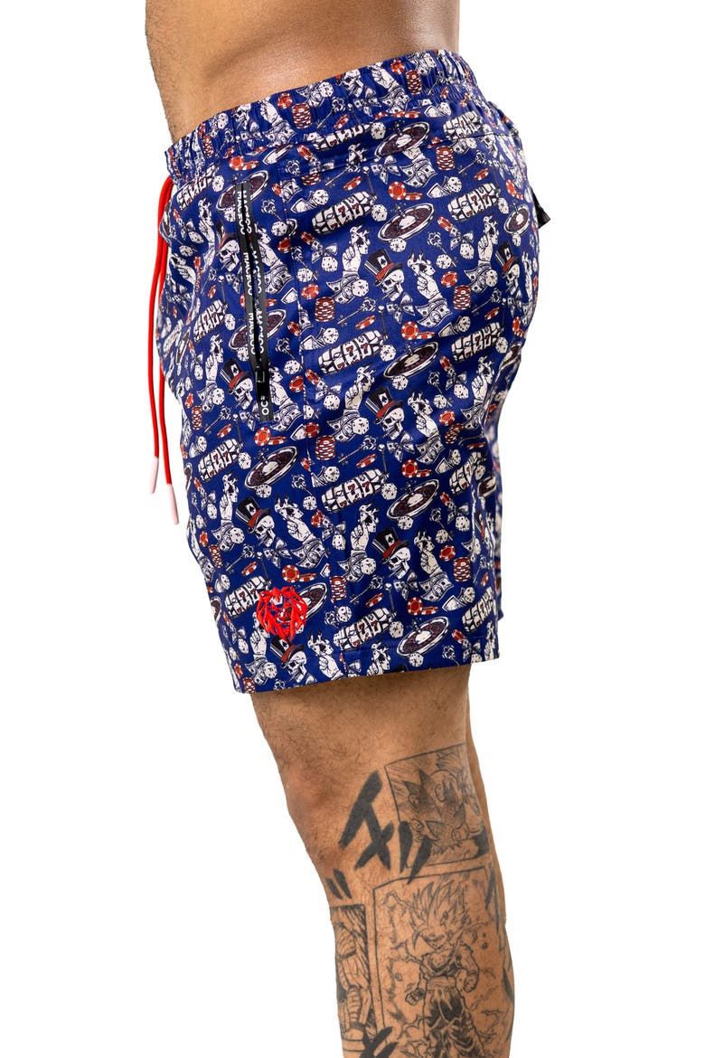 Swim Marthyr Print Swim Trunks, Alternate, color, BLACK