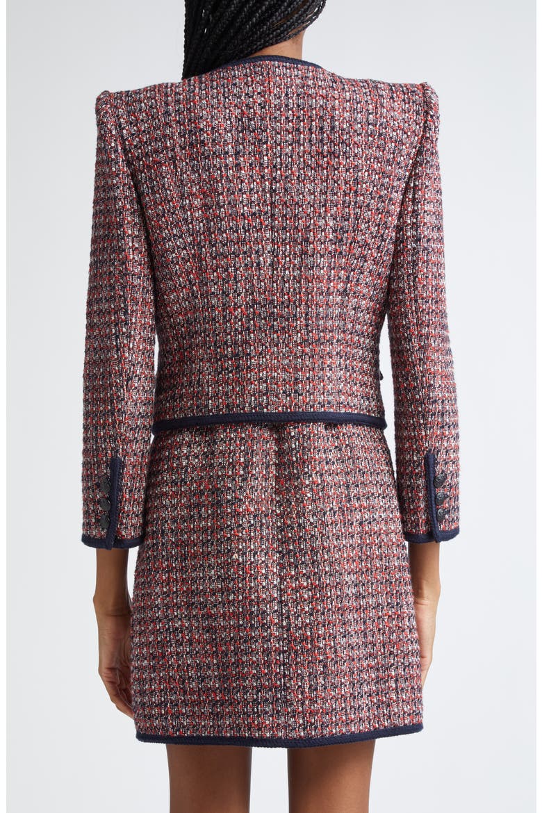 Ceres Metallic Cotton Blend Tweed Jacket, Alternate, color, RED BLAZE/NAVY MULTI