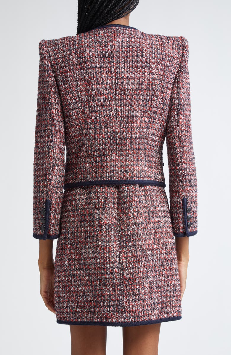 Veronica Beard Ceres Metallic Cotton Blend Tweed Jacket, Alternate, color, Red Blaze/Navy Multi