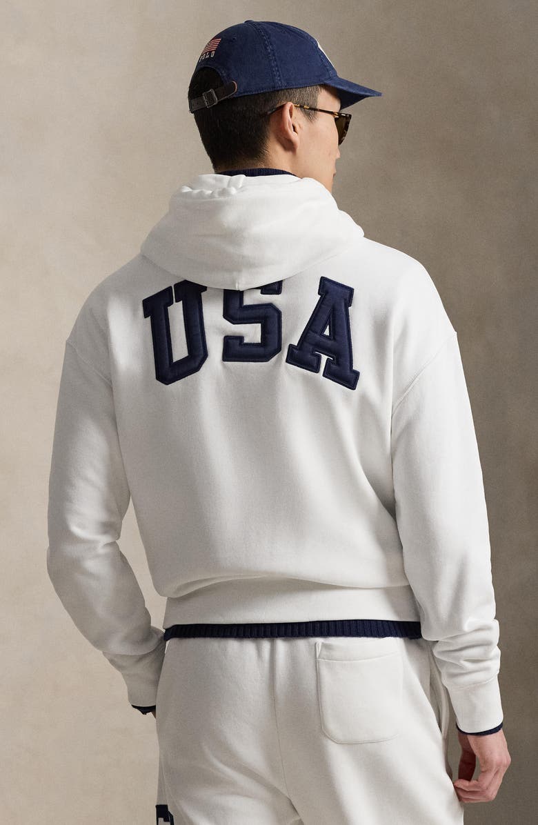 Polo Ralph Lauren Flag Fleece Pullover Hoodie, Alternate, color, White